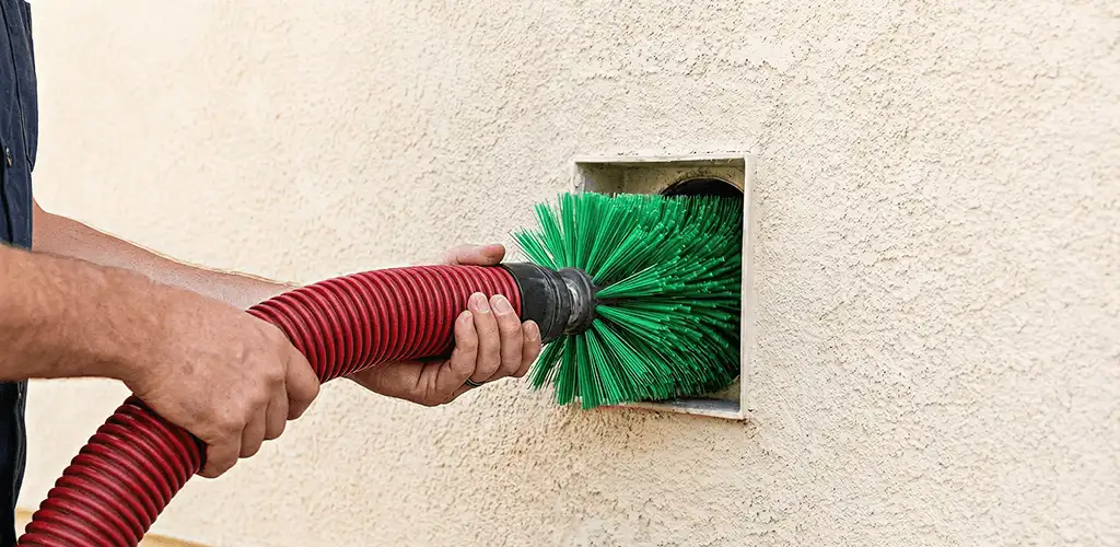 Air duct cleaning brush removing debris from a vent opening in Ogden, UT