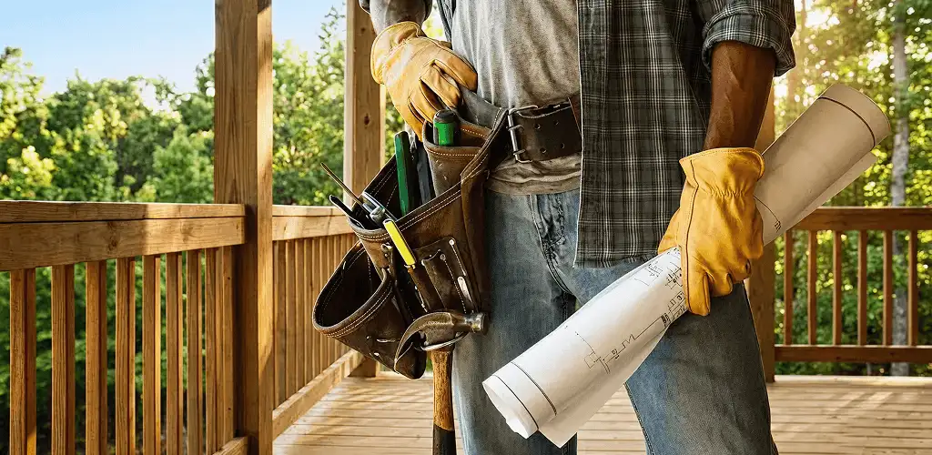Professional handyman with tool belt ready for home repairs in Ogden, UT