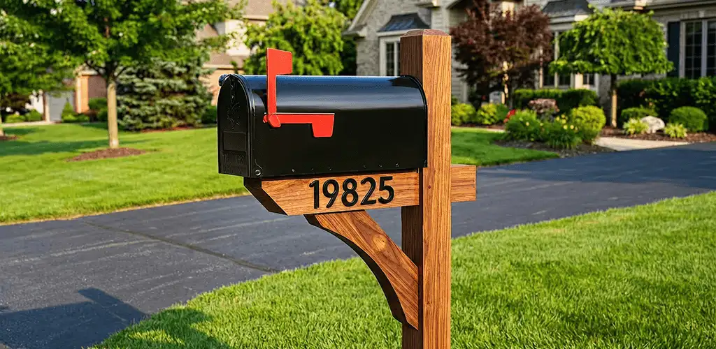 New mailbox installation with post and address number for a home in Ogden, UT