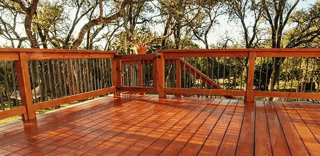 Deck sealing results with a freshly sealed wood deck in Ogden, UT